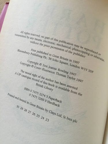 Harry Potter and the Philosopher's Stone first edition