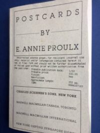 Postcards, Annie Proulx, signed proof