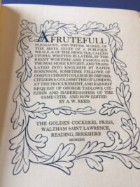 Utopia by Sir Thomas More, Golden Cockerel Press, 1929